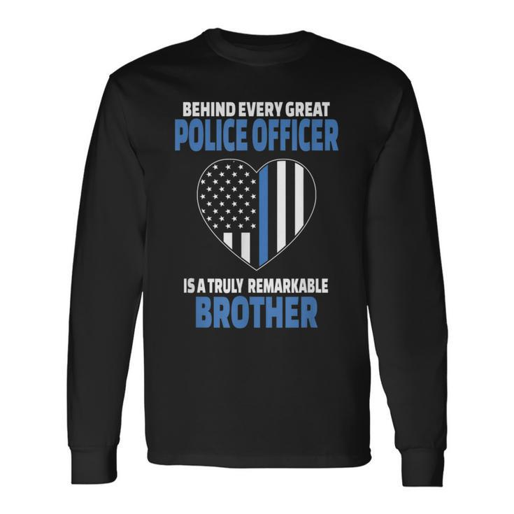 Police Officer Brother Cute Heart Flag Long Sleeve T-Shirt