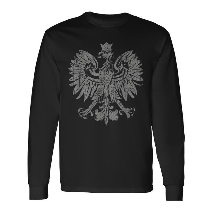Polish Eagle Poland Coat Of Arms Polish Pride Retro Flag Long Sleeve T-Shirt