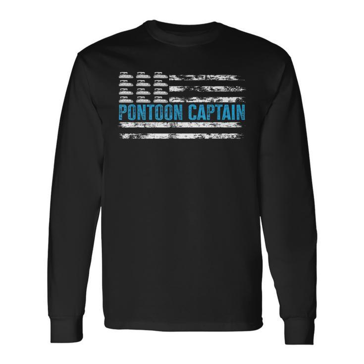 Pontoon Captain Boating 4Th Of Julypontoon Boat Long Sleeve T-Shirt