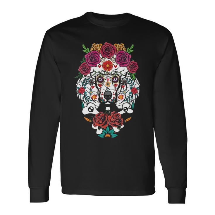 Poodle Dia De Los Muertos Day Of The Dead Dog Sugar Skull Long Sleeve T-Shirt Gifts ideas