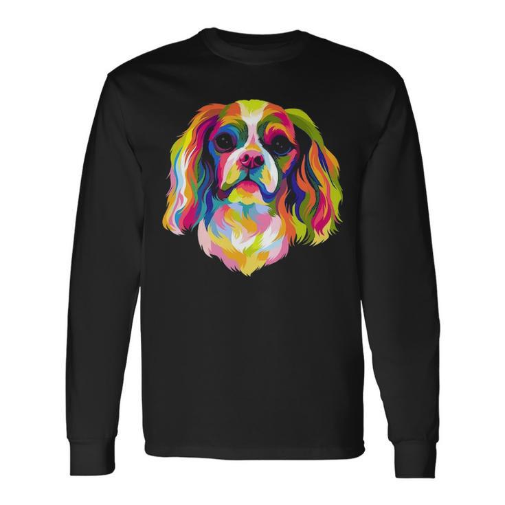 Pop Art Cavalier King Charles Spaniel Cute Dog Lover Gif Long Sleeve T-Shirt