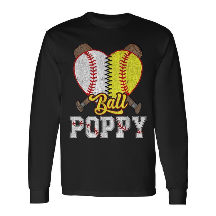 Poppy Of Both Ball Poppy Baseball Softball Pride Long Sleeve T-Shirt