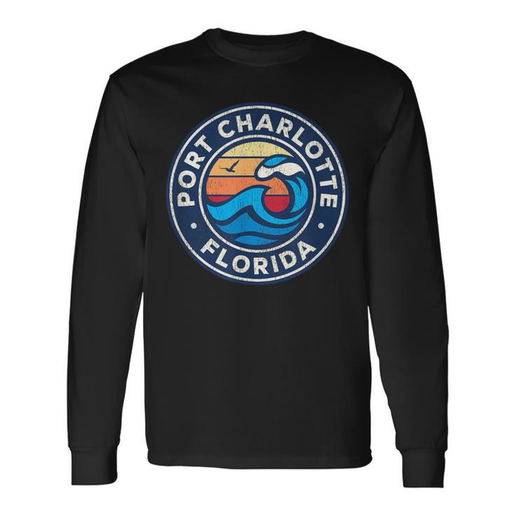 Port Charlotte Florida Fl Vintage Nautical Waves Long Sleeve T-Shirt