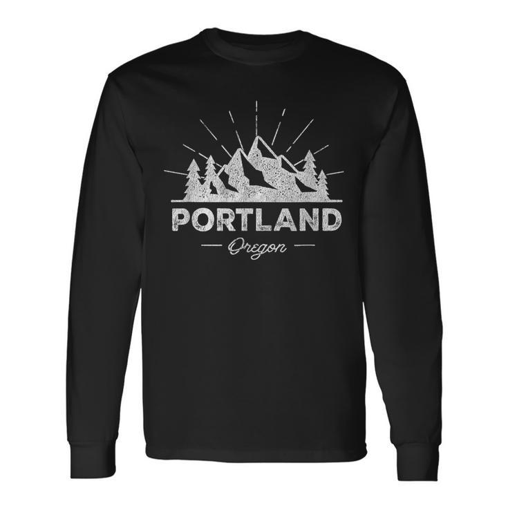 Portland Oregon OrVintage Hiking Retro Long Sleeve T-Shirt Gifts ideas