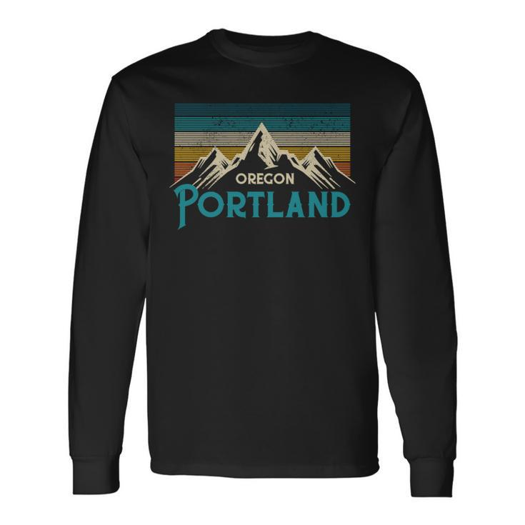 Portland Oregon Vintage Mountains Souvenir Long Sleeve T-Shirt