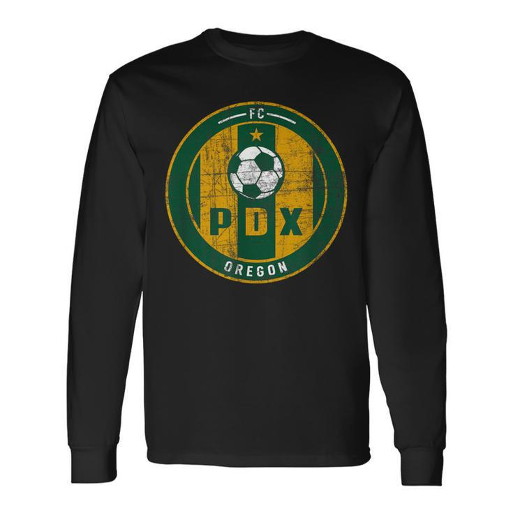 Portland Soccer Jersey Distressed Badge Original Long Sleeve T-Shirt