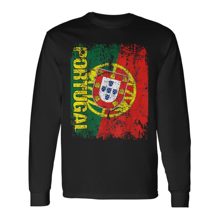 Portugal Flag Vintage Distressed Portugal Long Sleeve T-Shirt