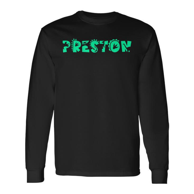 Preston Personalized Boys Dinosaur T Rex Cute Custom Long Sleeve T-Shirt