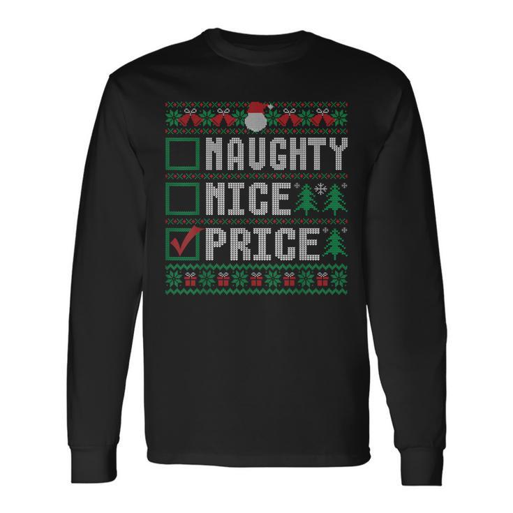 Price Family Name Xmas Naughty Nice Price Christmas List Long Sleeve T-Shirt