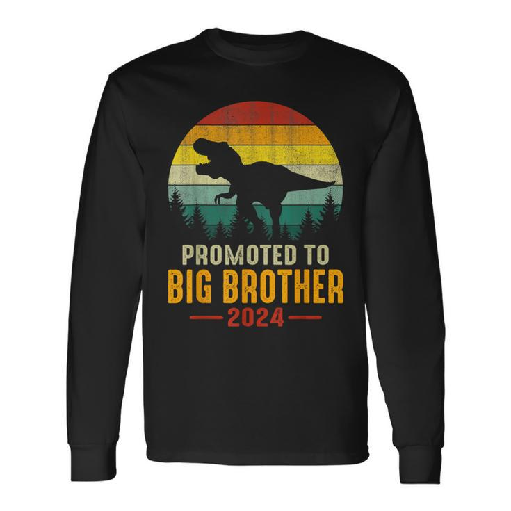 Promoted To Big Brother 2024 Dinosaur Family Matching T-Rex Long Sleeve T-Shirt