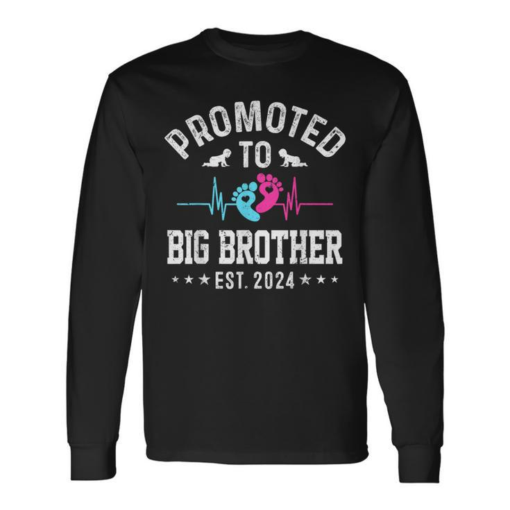 Promoted To Big Brother Est 2024 First Time New Big Brother Long Sleeve T-Shirt