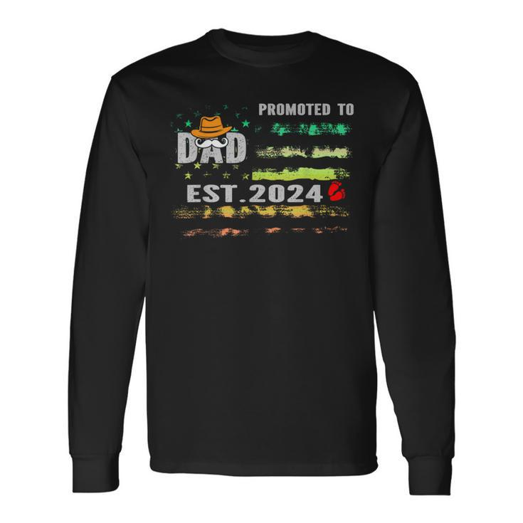 Promoted To Dad Est 2024 New Daddy Expect Baby Father's Day Long Sleeve T-Shirt