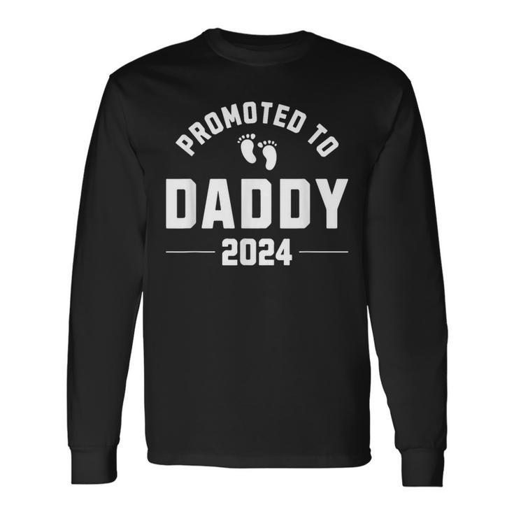 Promoted To Daddy 2024 New Father Pregnancy Announcement Long Sleeve T-Shirt