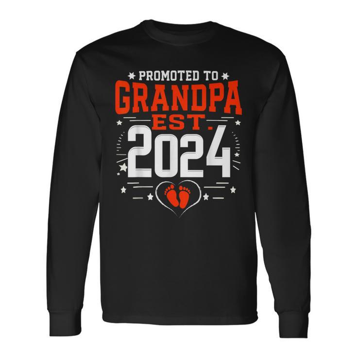 Promoted To Grandpa Est 2024 New Grandpa Father's Day 2024 Long Sleeve T-Shirt