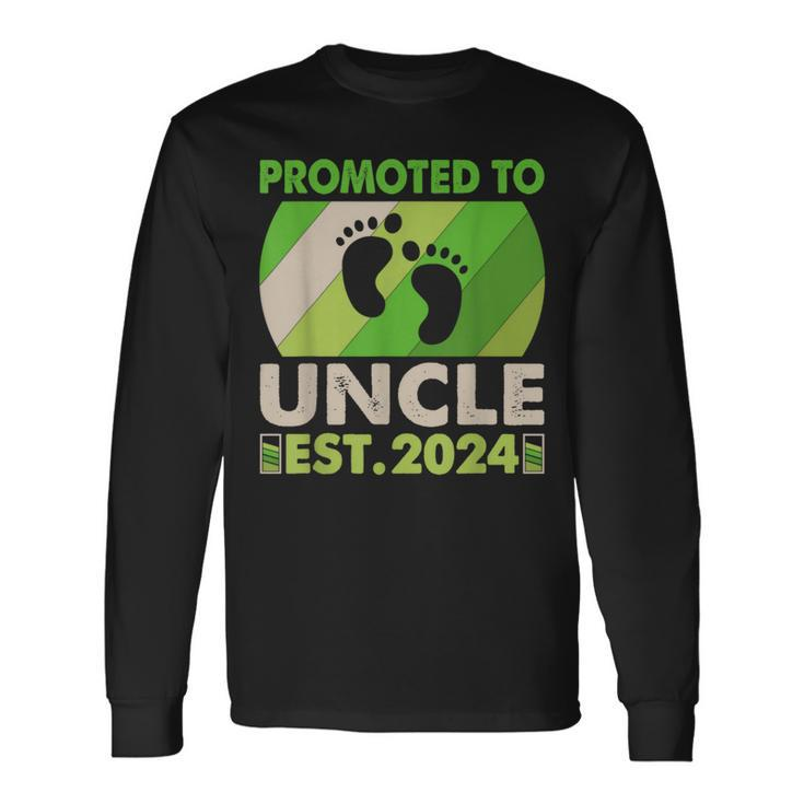 Promoted To Uncle 2024 Vintage I'm Going To Be An Uncle 2024 Long Sleeve T-Shirt