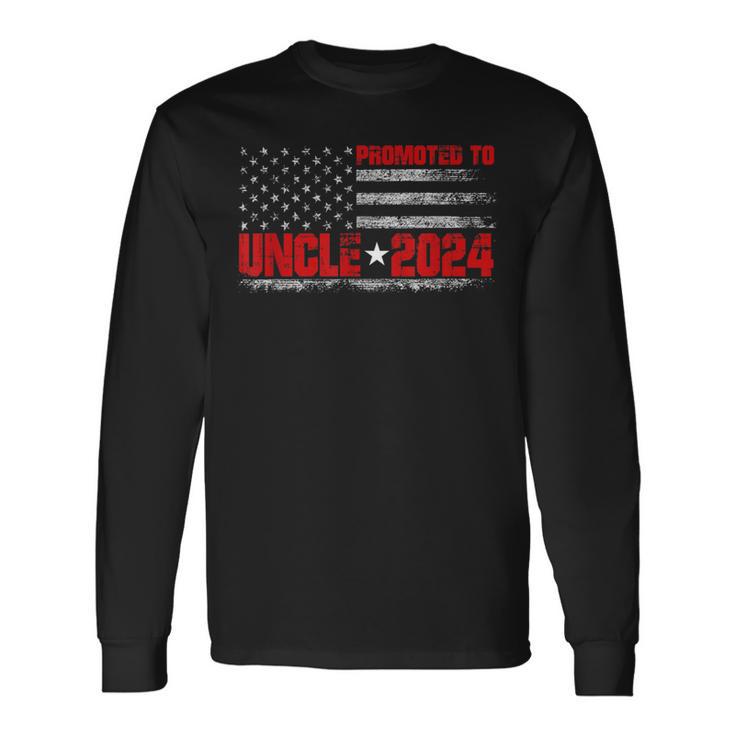 Promoted To Uncle Est 2024 American Flag First Time Uncle Long Sleeve T-Shirt Gifts ideas