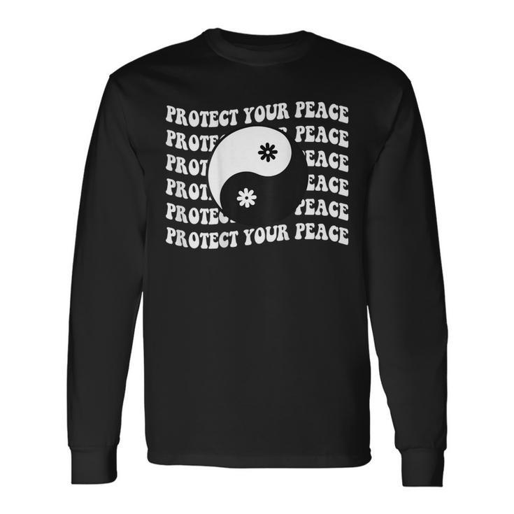 Protect Your Peace Yin Yang Aesthetic Trendy Long Sleeve T-Shirt