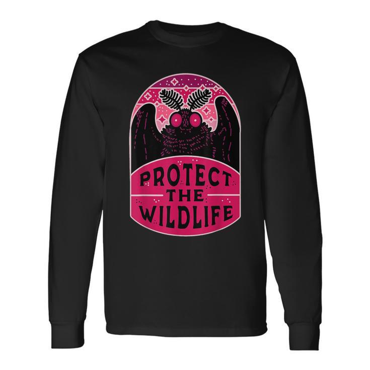Protect The Wildlife Mothman Vintage Cryptid Long Sleeve T-Shirt