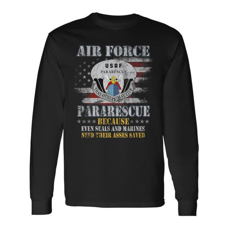 Proud Air Force Pararescue Veteran Vintage Flag Veterans Day Long Sleeve T-Shirt