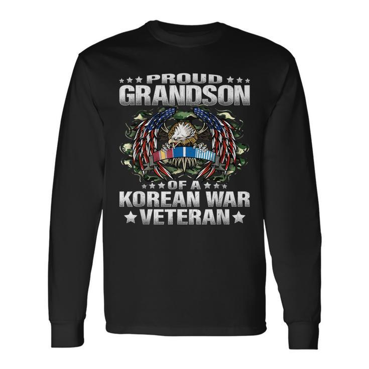 Proud Grandson Of A Korean War Veteran Military Vets Family Long Sleeve T-Shirt