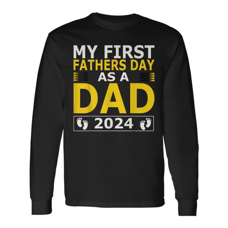 Proud Papa 1St Father’S Day 2024 & Grandpa Est 2024 Long Sleeve T-Shirt