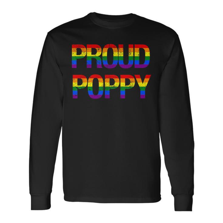 Proud Poppy Gay Pride Flag Lgbtq Pride Month Father's Day Long Sleeve T-Shirt Gifts ideas