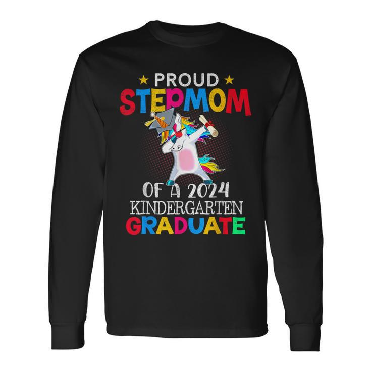 Proud Stepmom Of A 2024 Kindergarten Graduate Unicorn Dab Long Sleeve T-Shirt