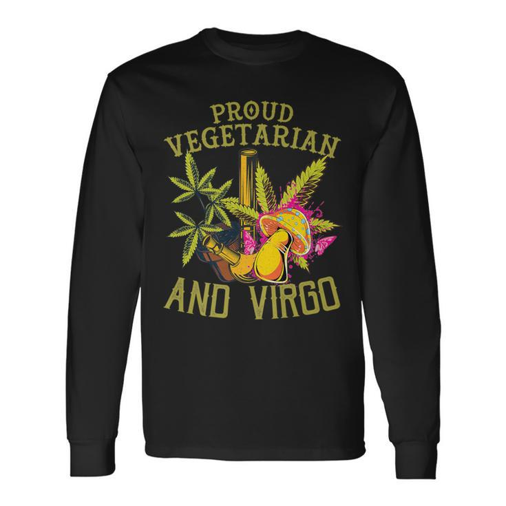 Proud Vegetarian Weed Virgo Vintage 420 Long Sleeve T-Shirt