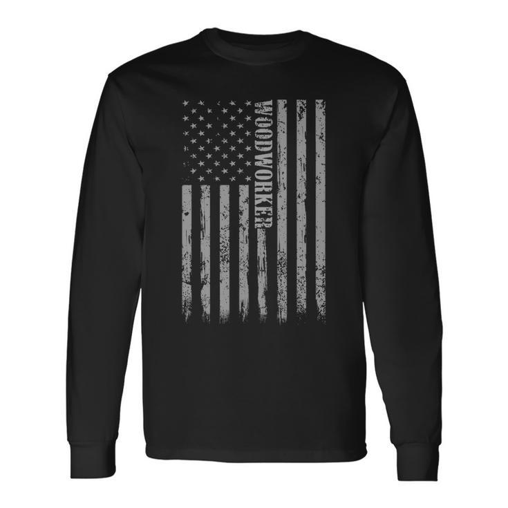 Proud Woodworking American Flag Long Sleeve T-Shirt