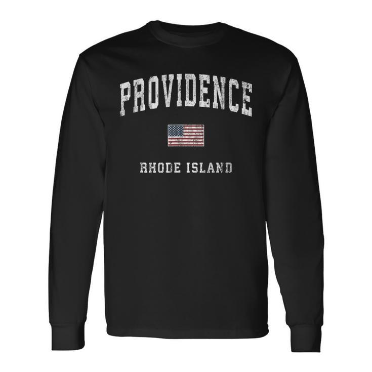 Providence Rhode Island Ri Vintage American Flag Sports Long Sleeve T-Shirt