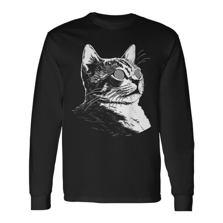 Psychedelic Cat Festival Edm Trippy Illusion Kitty Rave Cats Long Sleeve T-Shirt Gifts ideas