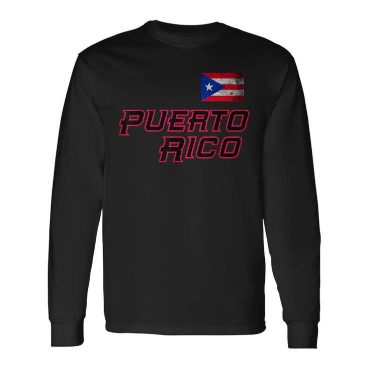 Puerto Rico 2023 Vintage Flag Pride Pr Boricua Puerto Rico Long Sleeve T-Shirt