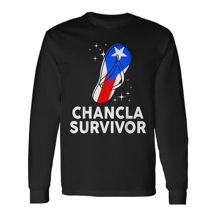 Puerto Rico Hispanic Heritage Month Chancla Survivor Rican Long Sleeve T-Shirt