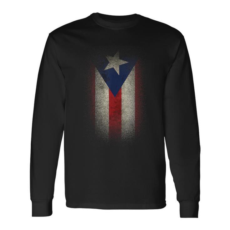 Puerto Rico Washed Flag Langarmshirts Geschenkideen