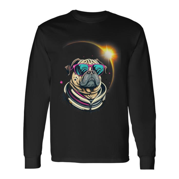 Pug Dog America 2024 Solar Eclipse Totality Accessories Long Sleeve T-Shirt