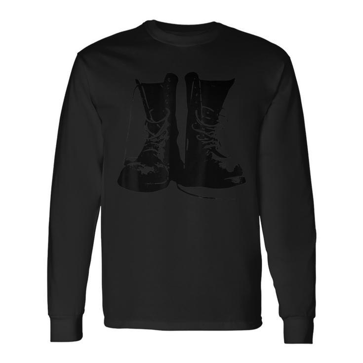 Punk Boots Leather Boots Military Left Shoe Motif Long Sleeve T-Shirt Gifts ideas