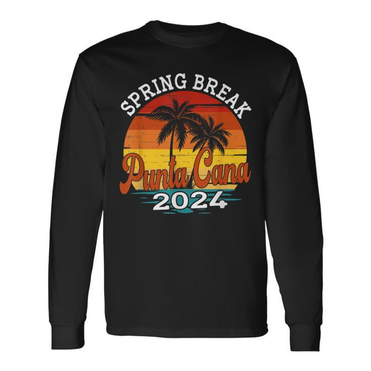 Punta Cana 2024 Spring Break Family Matching Vacation Retro Long Sleeve T-Shirt