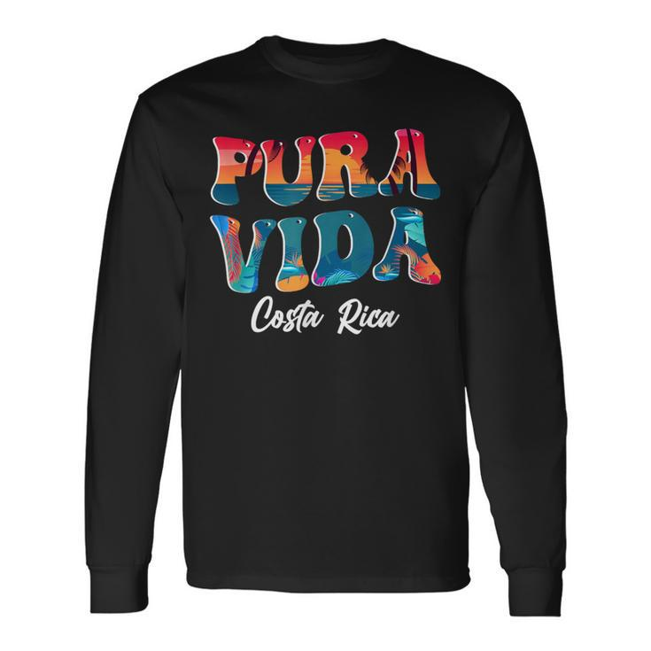 Pura Vida Costa Rica Souvenir Cool Central America Travel Long Sleeve T-Shirt