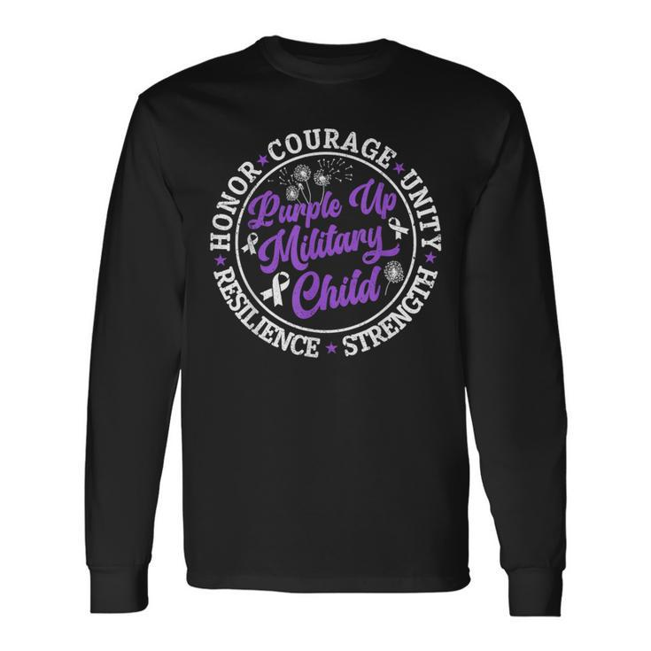 Purple Up Military Child 2024 Honor Courage Unity Dandelion Long Sleeve T-Shirt Gifts ideas