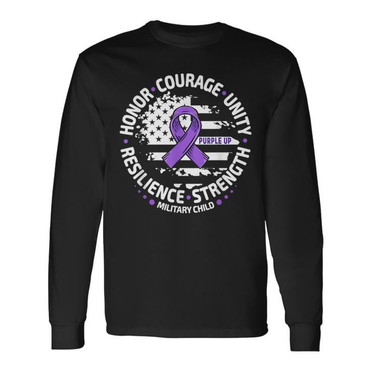 Purple Up For Military Kid Us Flag Cool Military Child Month Long Sleeve T-Shirt