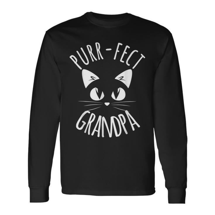 Purr-Fect Grandpa Cat Lover Fur Papa Dad Gag Long Sleeve T-Shirt Gifts ideas