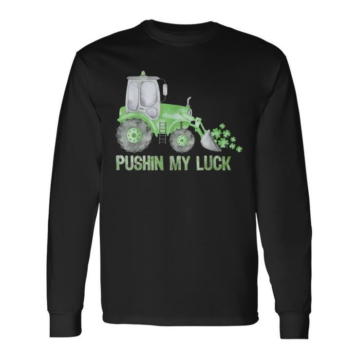 Pushing My Luck Construction Worker St Patrick's Day Boys Long Sleeve T-Shirt