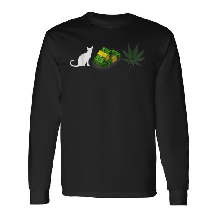 Pussy Money Weed Graphic For 420 Day Long Sleeve T-Shirt