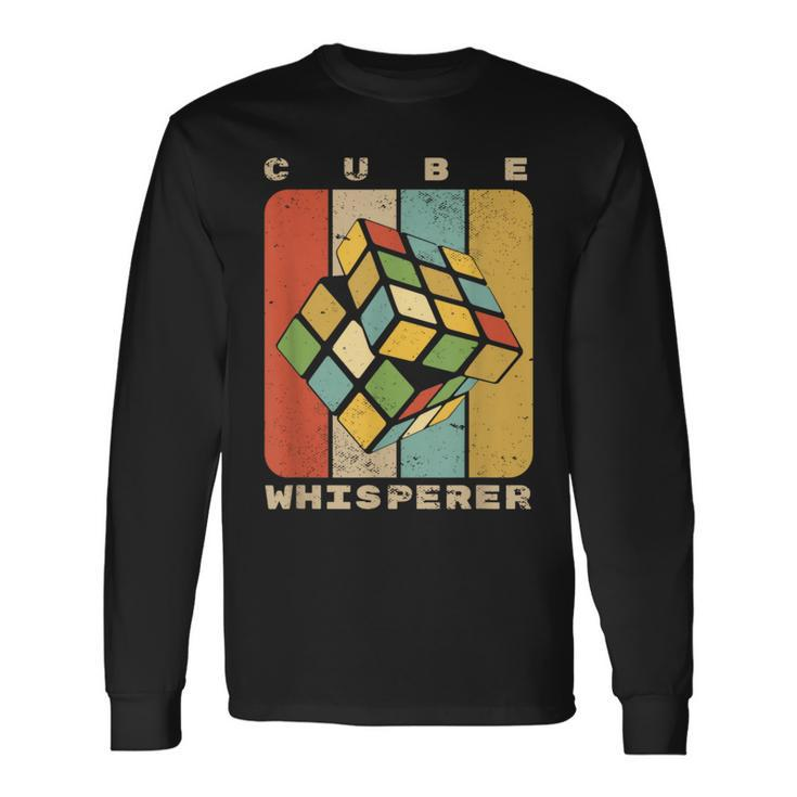 Puzzle Cube Whisperer Vintage Speed Cubing Youth Math Long Sleeve T-Shirt