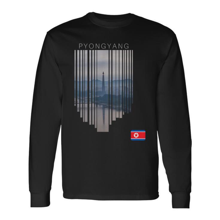 Pyongyang North Korea Flag Langarmshirts Geschenkideen