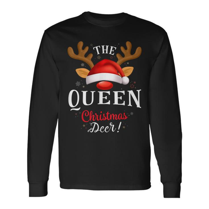 Queen Christmas Deer Pjs Xmas Family Matching Long Sleeve T-Shirt