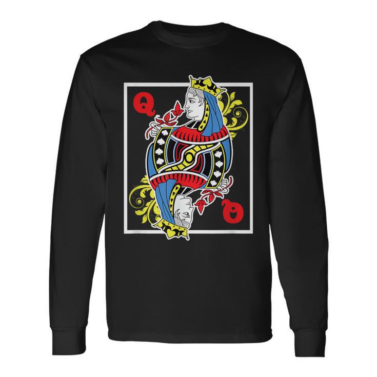 Queen King Cards Bluffing Playing Ranking Card Games Poker Long Sleeve T-Shirt