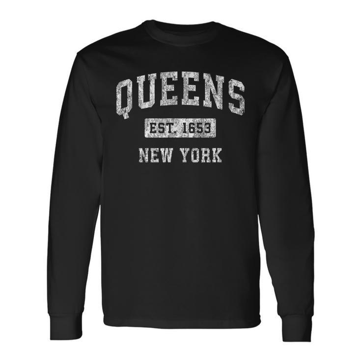 Queens New York Ny Vintage Established Sports Long Sleeve T-Shirt Gifts ideas
