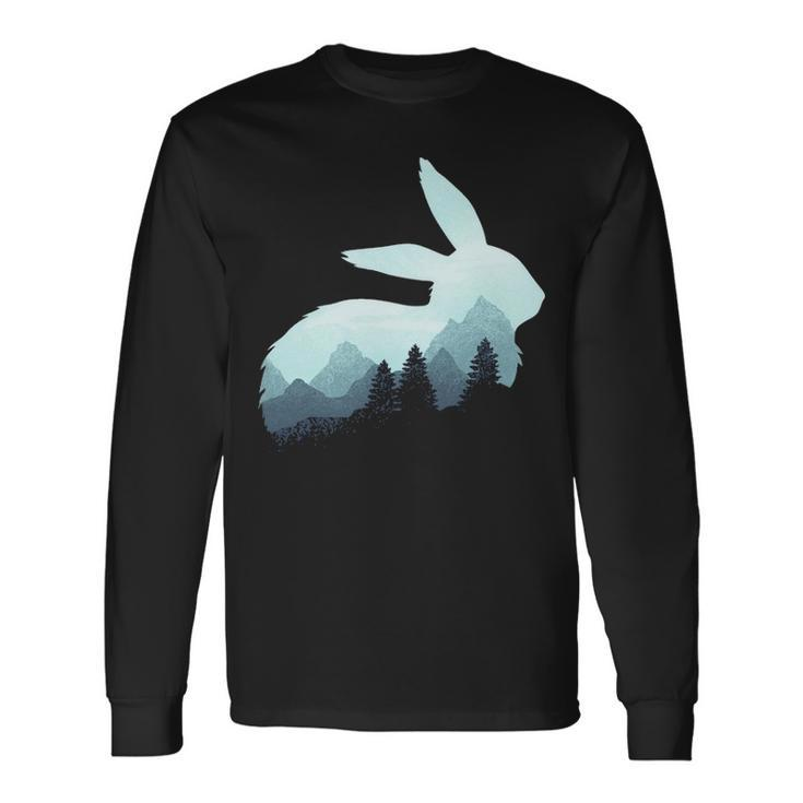 Rabbit Bunny Hare Double Exposure Surreal Wildlife Animal Pullover Long Sleeve T-Shirt