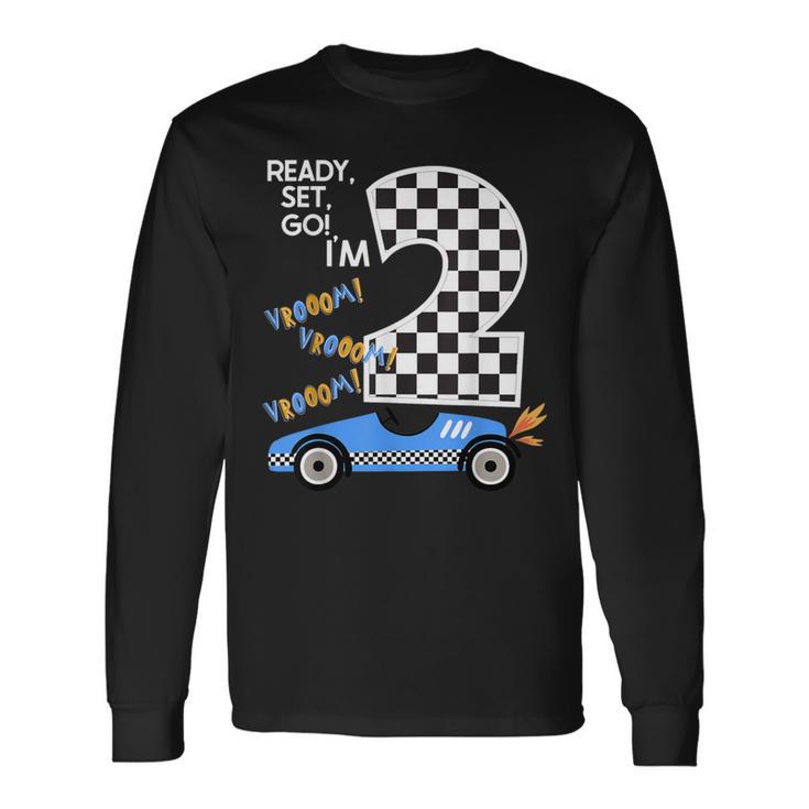 Race Car 2Nd Birthday Party Racing Car Driver 2 Birthday Boy Long Sleeve T-Shirt